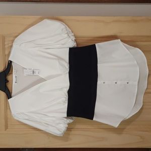 White Blouse with black waist band